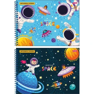 Caderno Desenho Univ Capa Dura Galaxy Club Space Espiral 80fls.