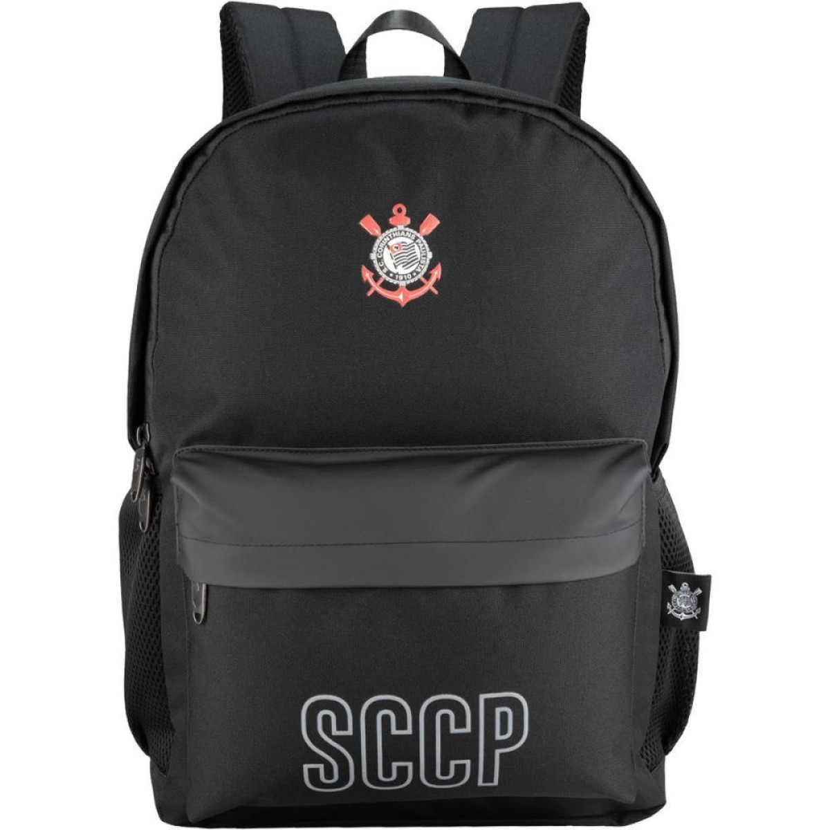Mochila Corinthians Preta 3 Bolsos