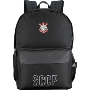 Mochila Corinthians Preta 3 Bolsos