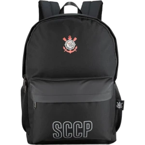Mochila Corinthians Preta 3 Bolsos
