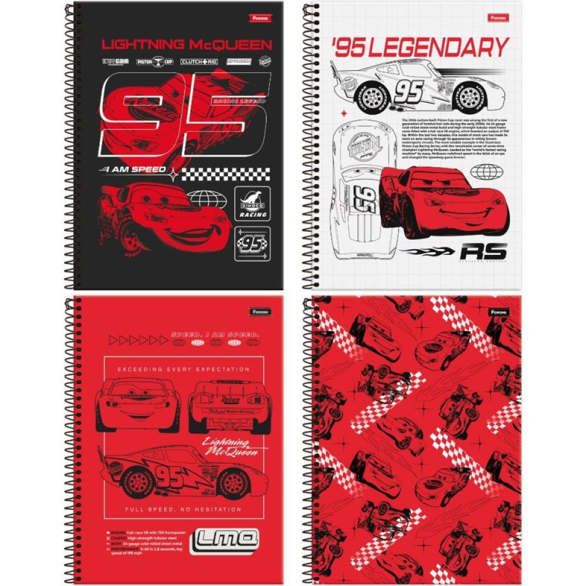 Caderno 01x1 Capa Dura Cars 80fls