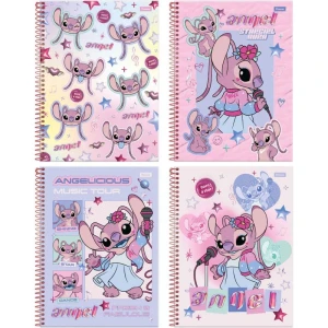 Caderno 01x1 Capa Dura Stitch Angel 80fls