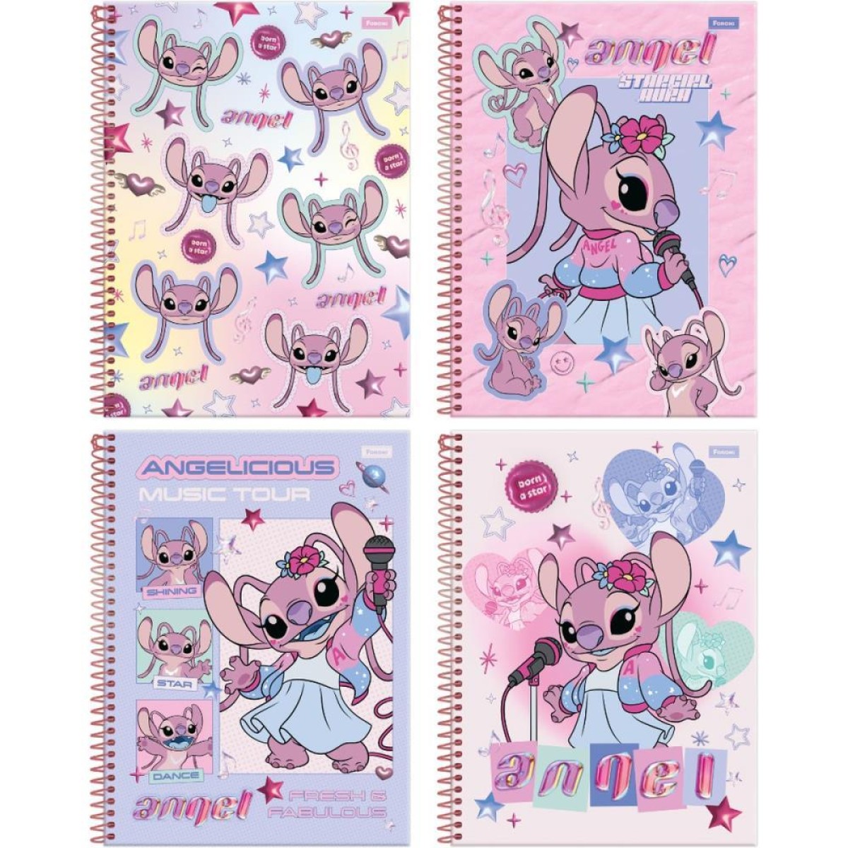 Caderno 10x1 Capa Dura Stitch Angel 160fls