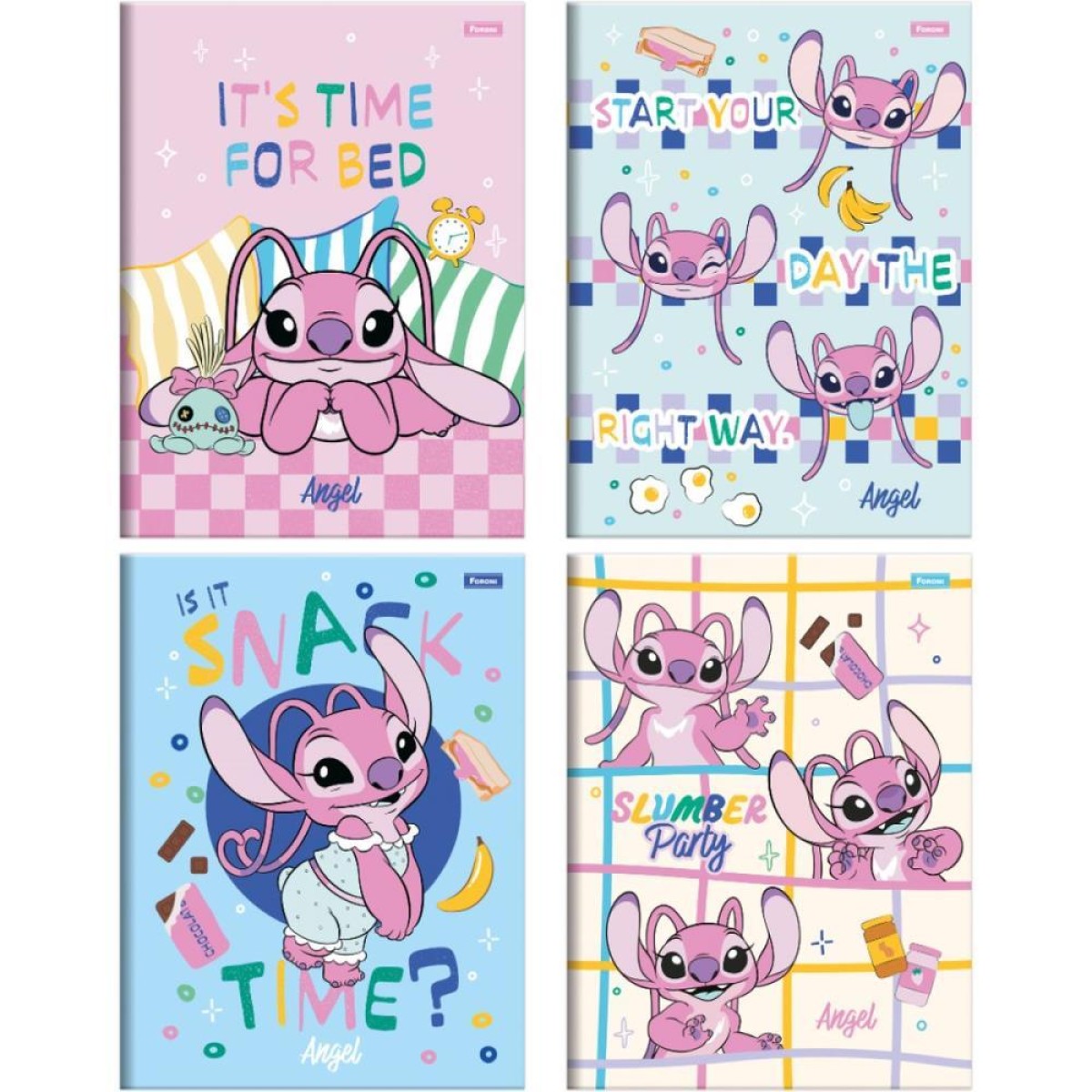Caderno Brochurao Capa Dura Stitch Angel 80fl