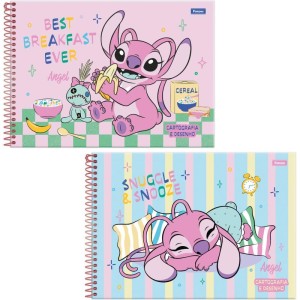 Caderno Desenho Univ Capa Dura Stitch Angel 80fls
