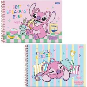 Caderno Desenho Univ Capa Dura Stitch Angel 80fls