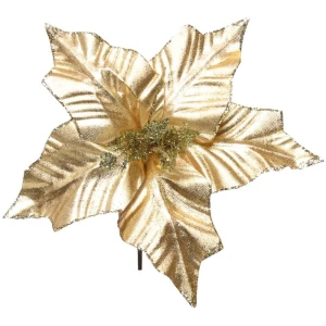 Artigo Para Decoracao Natal Enfeite Flor Ouro 12cm