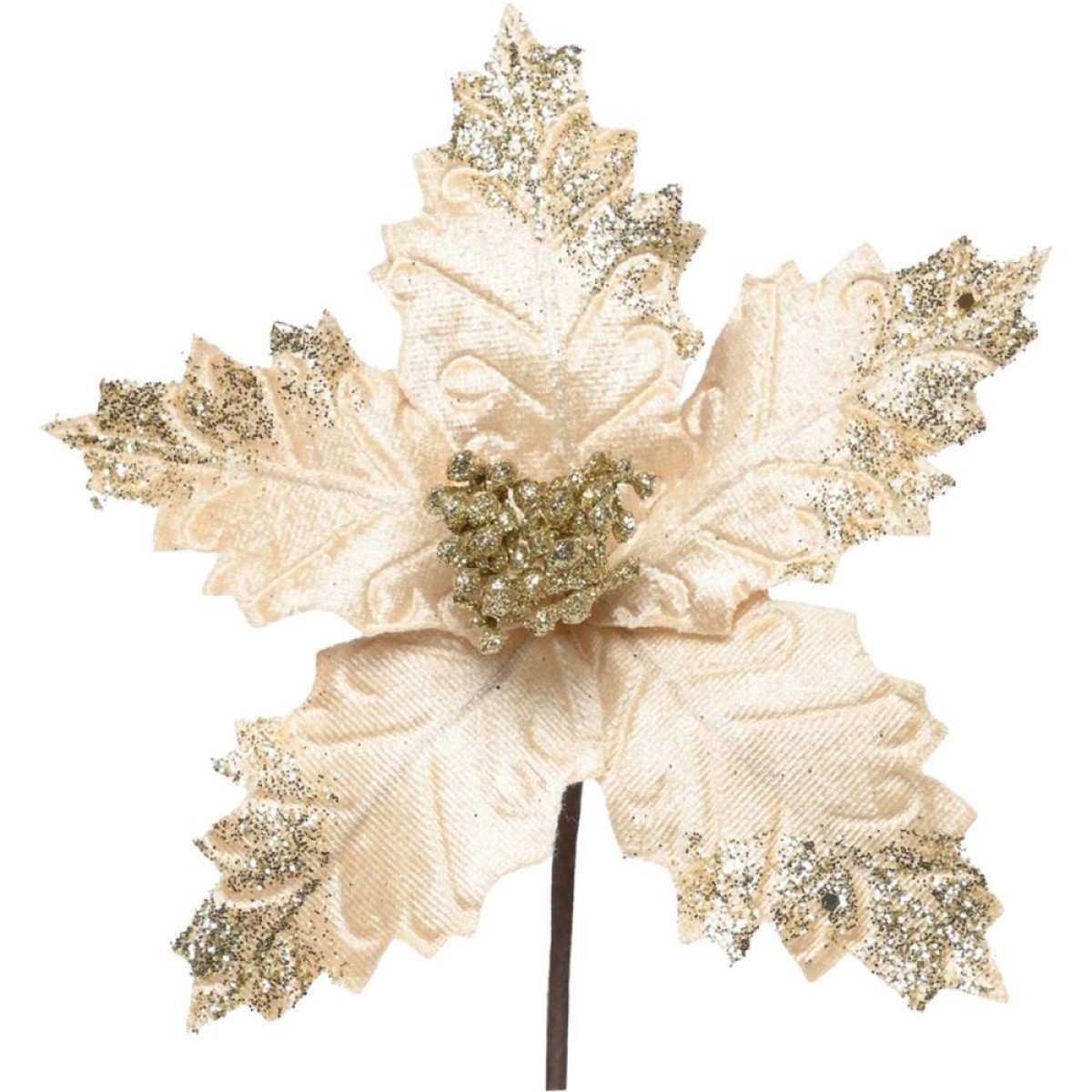 Artigo Para Decoracao Natal Enfeite Flor Ouro Texturizada 12cm