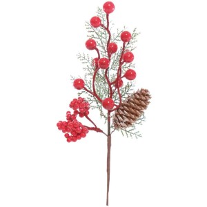 Artigo Para Decoracao Natal Enfeite Pick C/azevinho Vm/ve 32cm