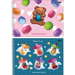 Caderno Desenho Univ Capa Dura Mochi Espiral 80fls.
