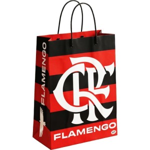 Sacola Para Presente Decorada Flamengo 22,5x31,5x10cm
