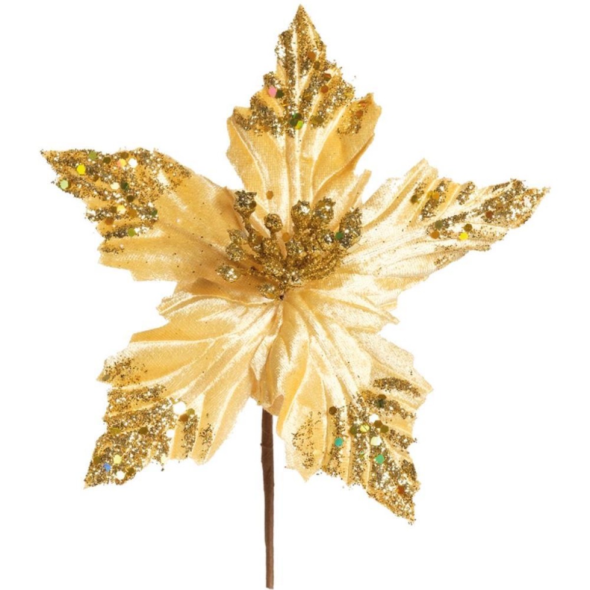 Artigo Para Decoracao Natal Enfeite Flor Poinsetia Ouro