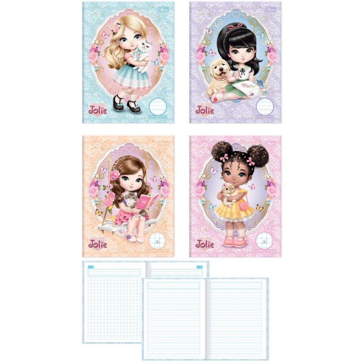 Caderno Quadriculado 1/4 Jolie 40fls 1x1cm Cd Broch.