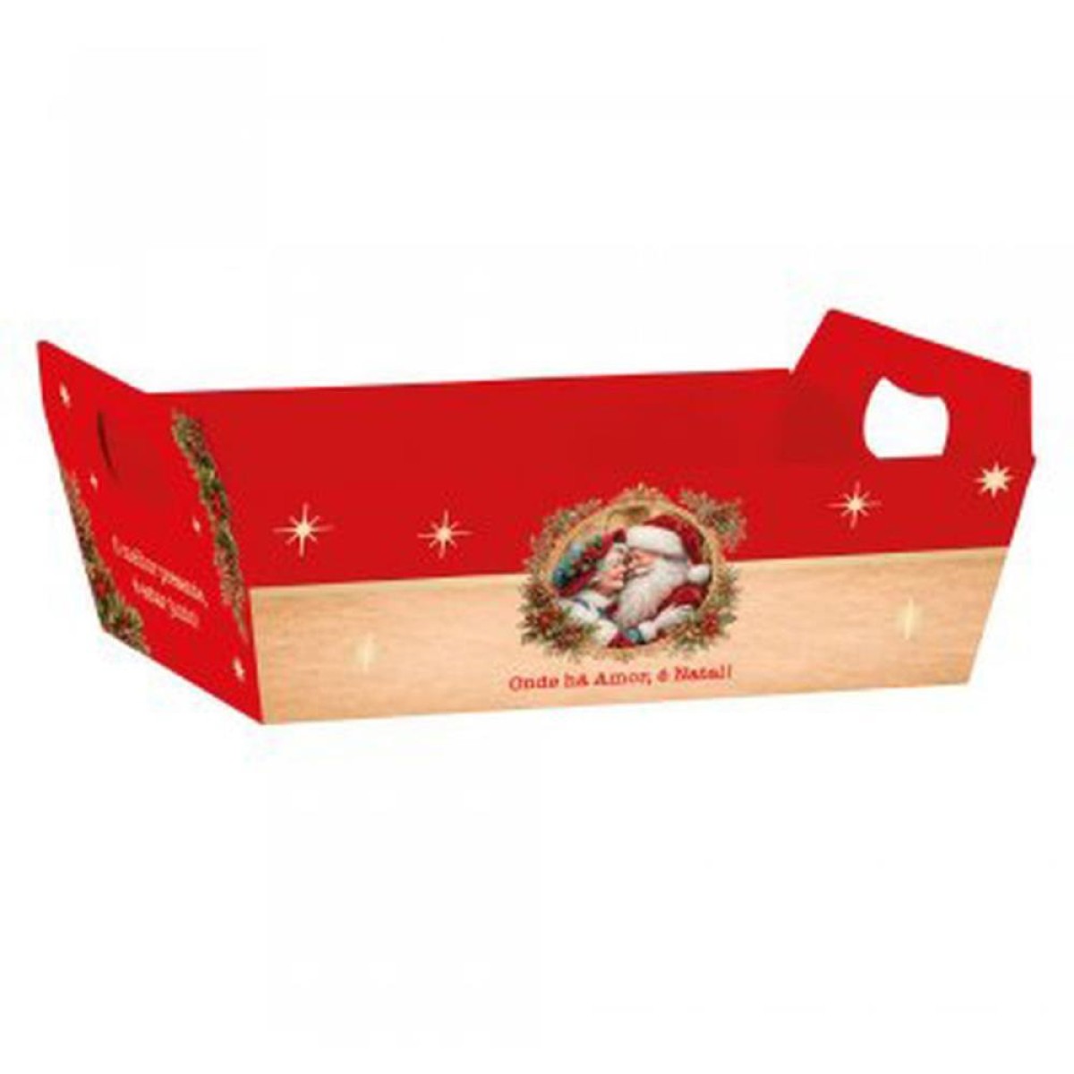 Cesta De Papel Magia De Natal P 21,5x8x15cm