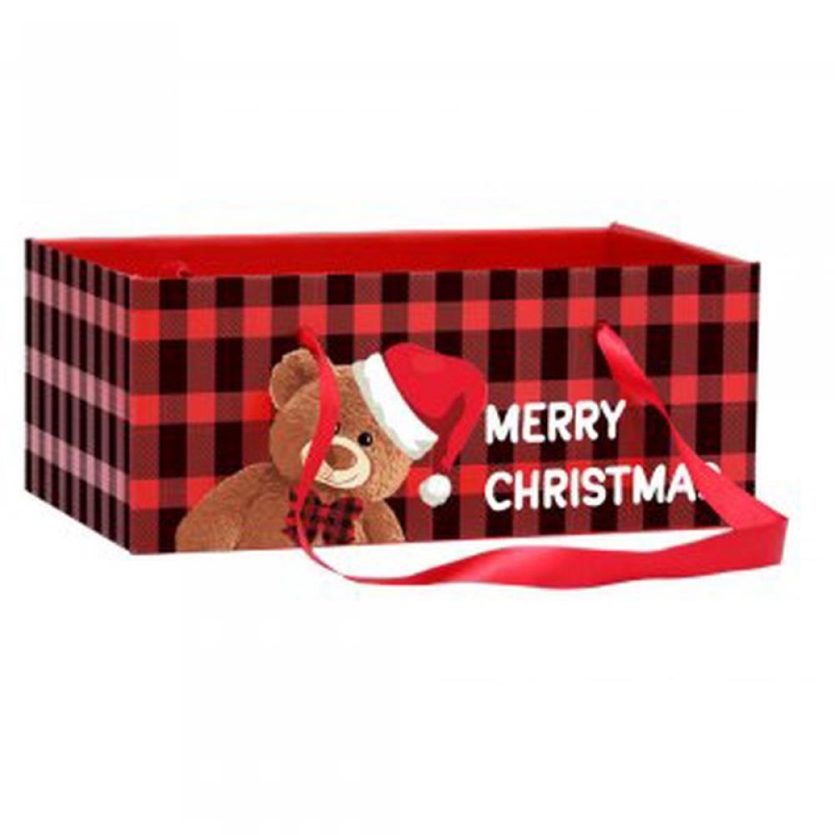Cachepot Paper Decorado Urso Teddy Noel Retang.24x15x1
