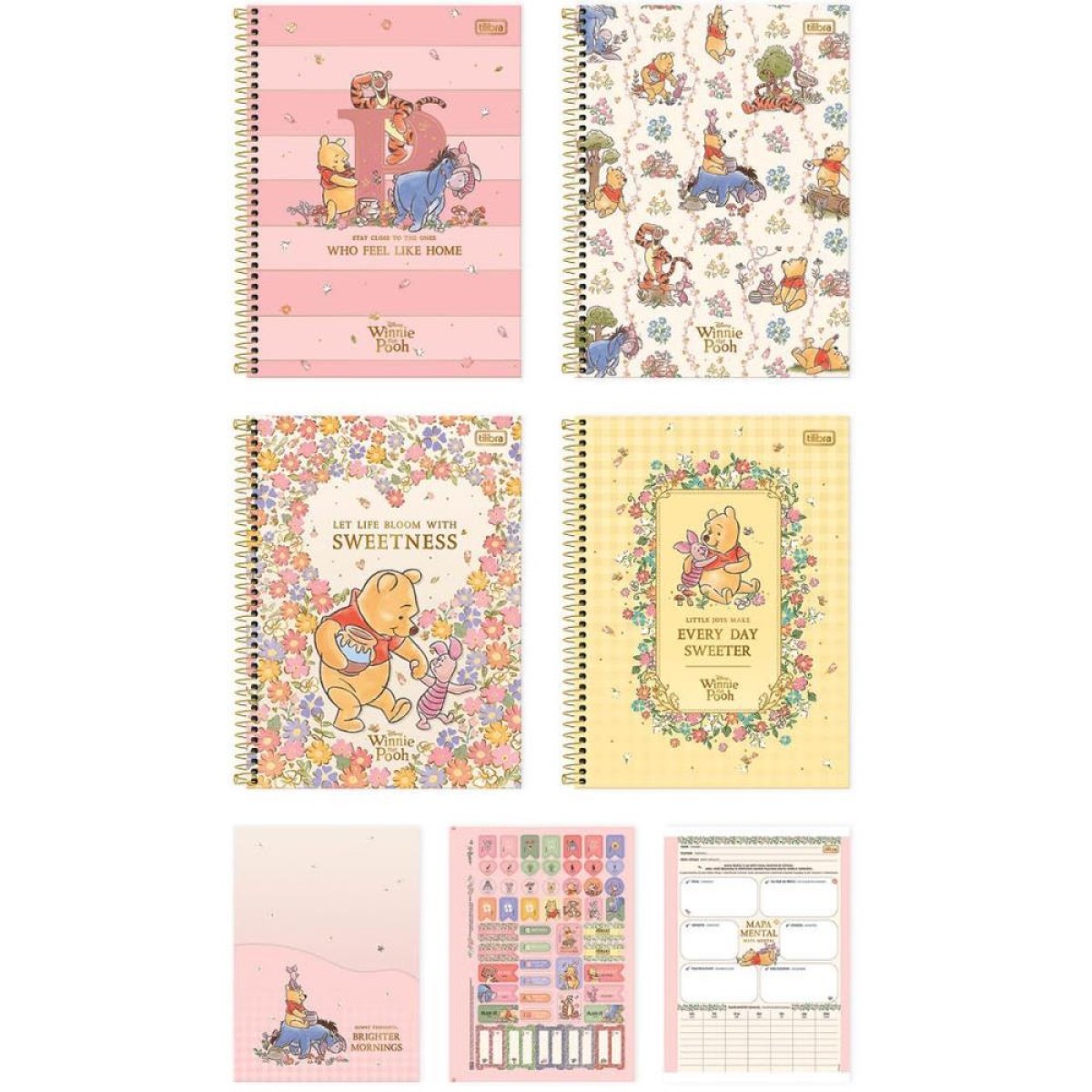 Caderno 01x1 Capa Dura Pooh 80fls Capa Unica