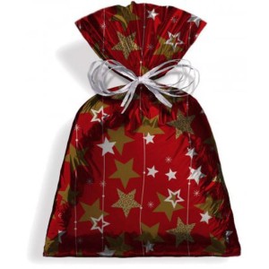 Saco Metalizado De Natal 25x35cm Stars Vermelho