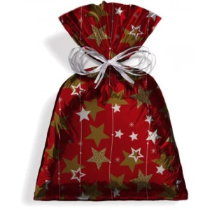 Saco Metalizado De Natal 25x35cm Stars Vermelho
