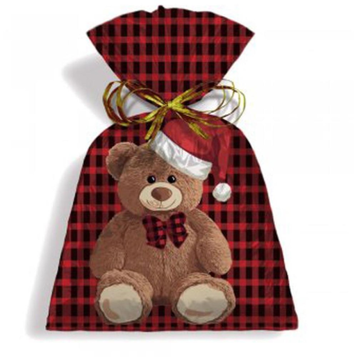 Saco Metalizado De Natal 25x35cm Teddy Noel Perolizado
