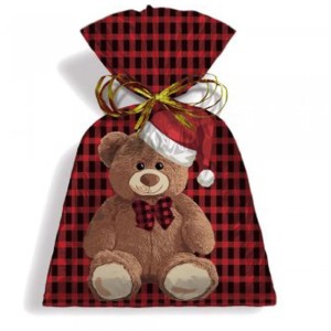 Saco Metalizado De Natal 30x45cm Teddy Noel Perolizado