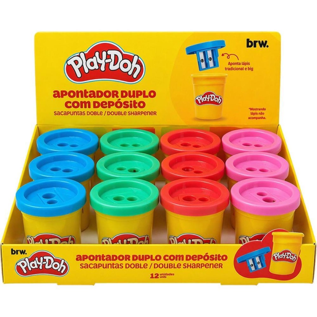 Apontador Com Deposito 2 Furos Play-doh Big/padrao 4cores