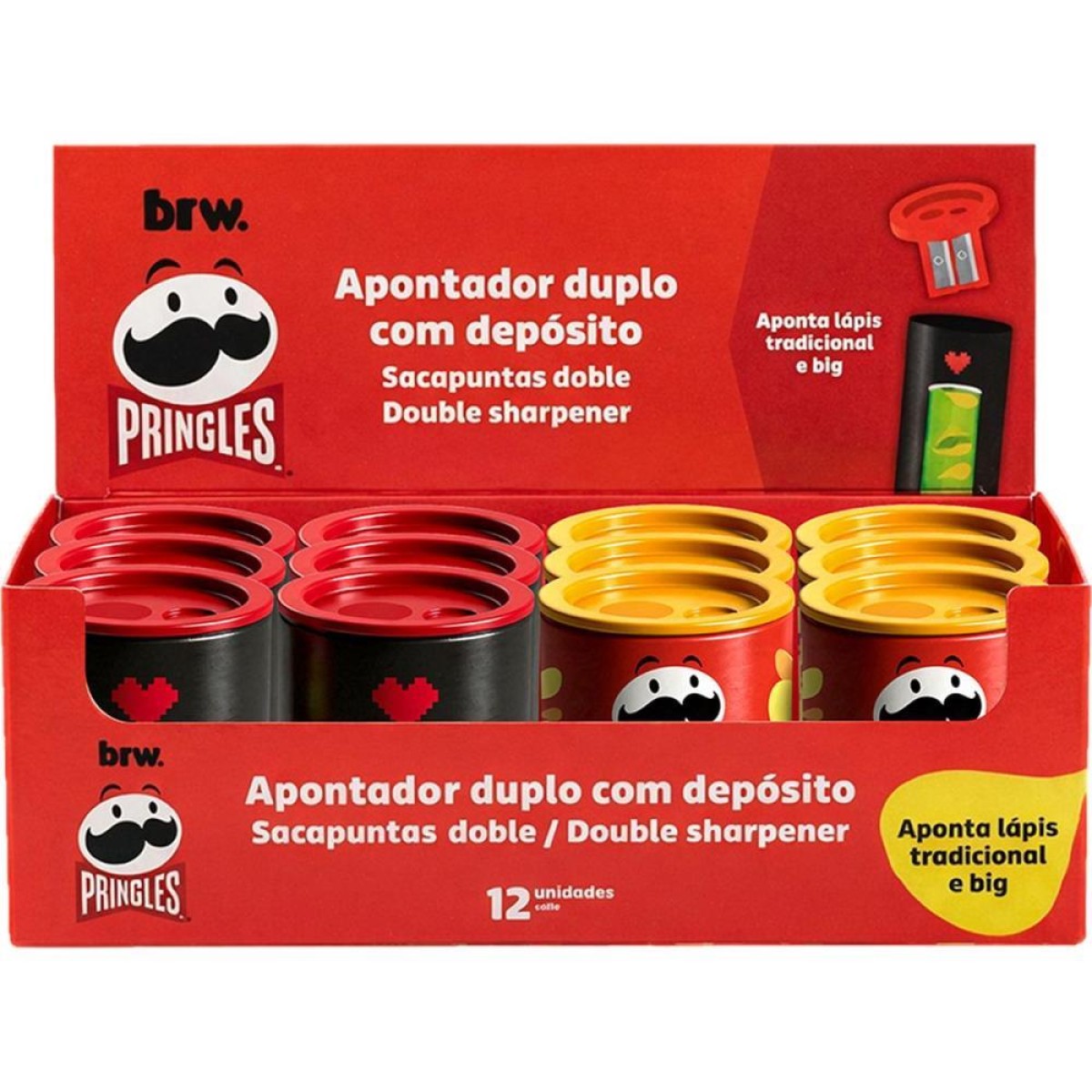 Apontador Com Deposito 2 Furos Pringles Lata Big/pad.2cor