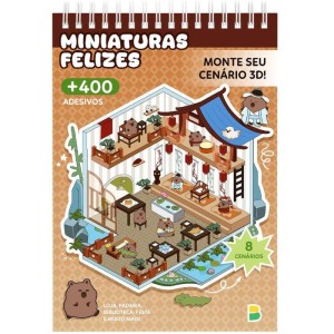 Livro Com Adesivos Cenario 3d Miniaturas Felizes