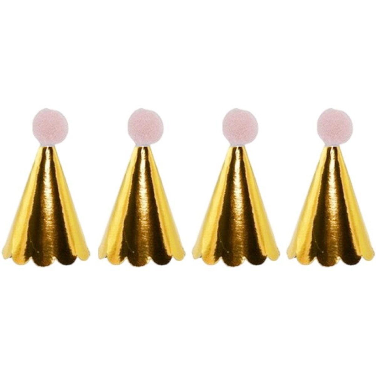 Acessorio Para Cabelo Mini Chapeu Ouro Pompom Rosa