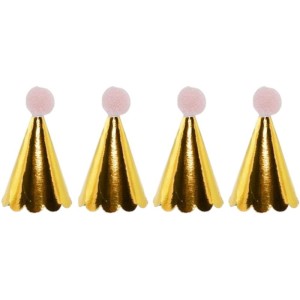 Acessorio Para Cabelo Mini Chapeu Ouro Pompom Rosa