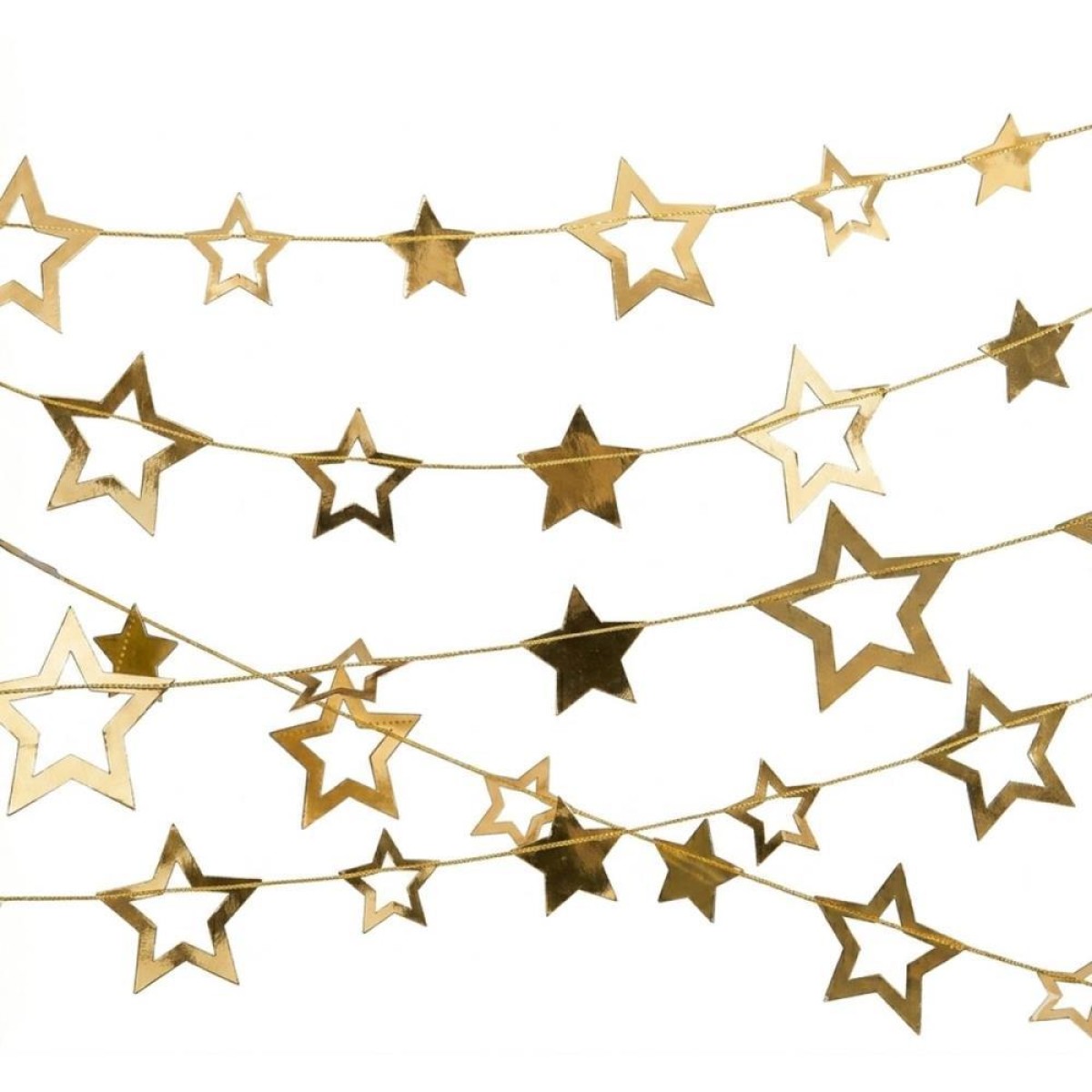 Artigo Para Decoracao Estrelas Ouro Cordao 1,50m