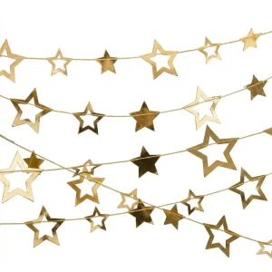 Artigo Para Decoracao Estrelas Ouro Cordao 1,50m