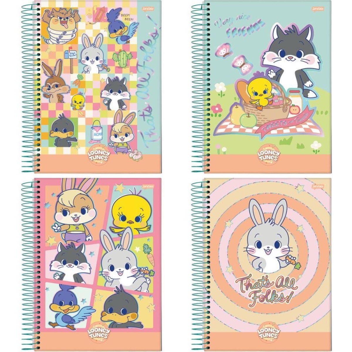 Caderno 01x1 Capa Dura Gokko Looney Tunes 80 Fls.