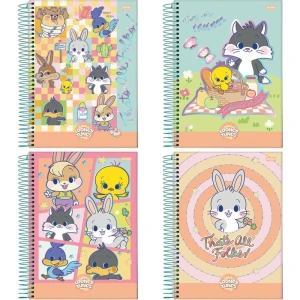 Caderno 01x1 Capa Dura Gokko Looney Tunes 80 Fls.
