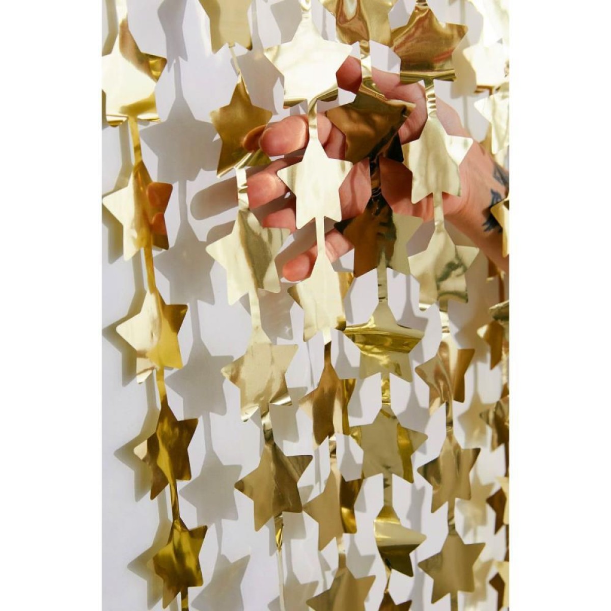 Cortina Para Decoracao Metalizada Estrela Ouro 1x2m