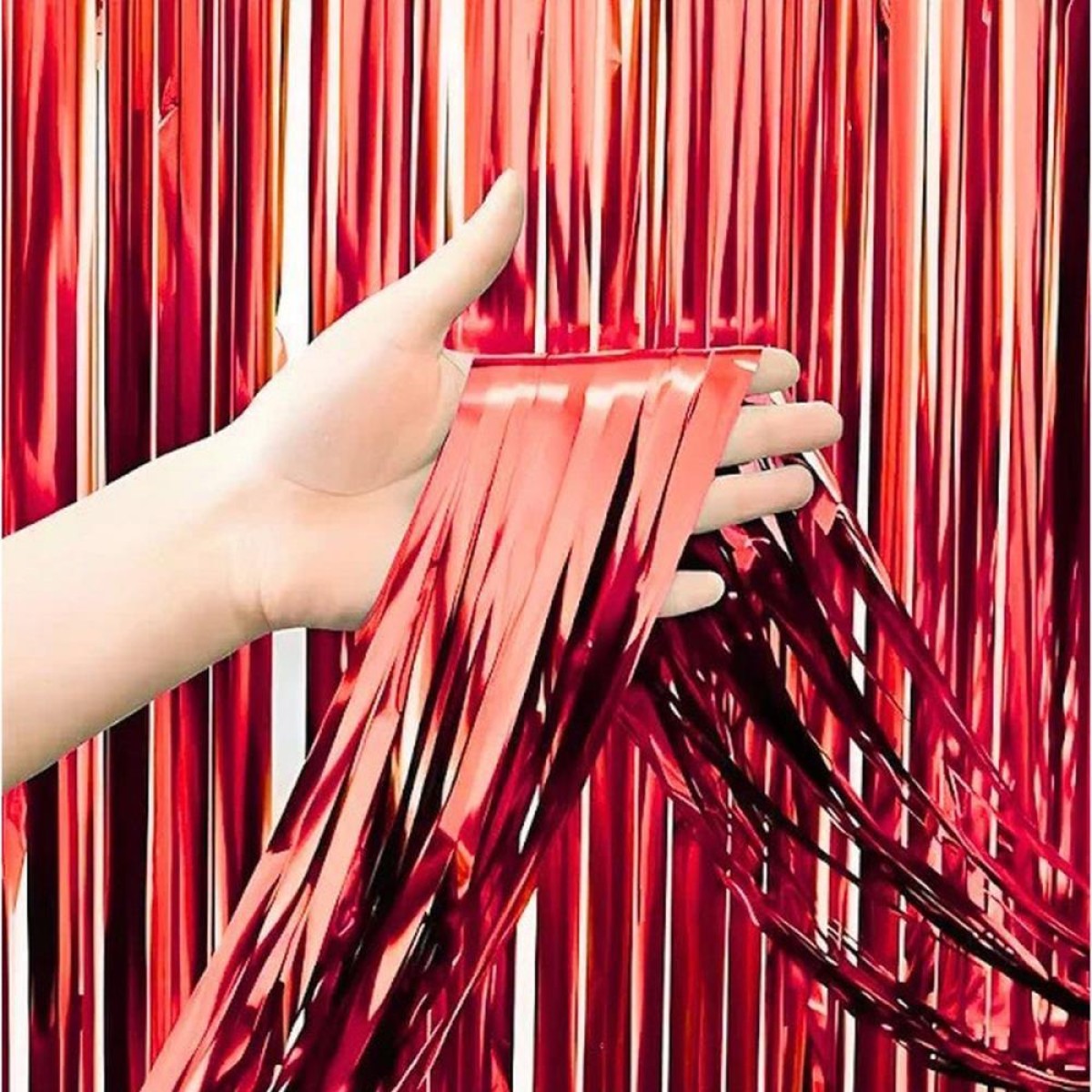 Cortina Para Decoracao Metalizada Vermelho 1x2m