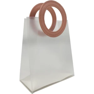 Sacola Para Presente Lisa Pvc Transp/rose 16x8x18,5cm