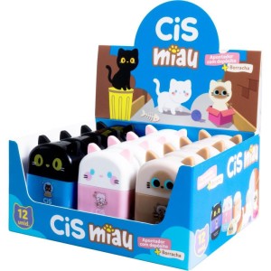 Apontador Com Deposito Decor. Cis Miau C/borracha 3mod (s)