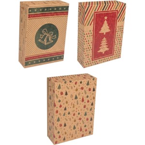 Caixa De Natal Kraft Retang. C/tampa 19x26x7,5cm