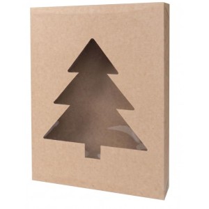 Caixa De Natal Kraft Retang. C/visor Pvc 14,5x19x7,5cm