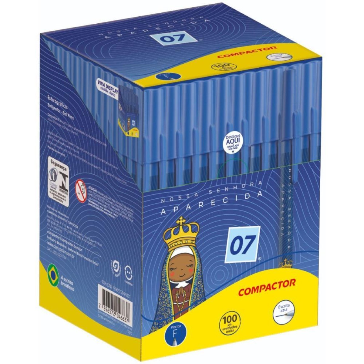 Caneta Esferografica 07 Vibes Nossa Sr Aparecida Azul
