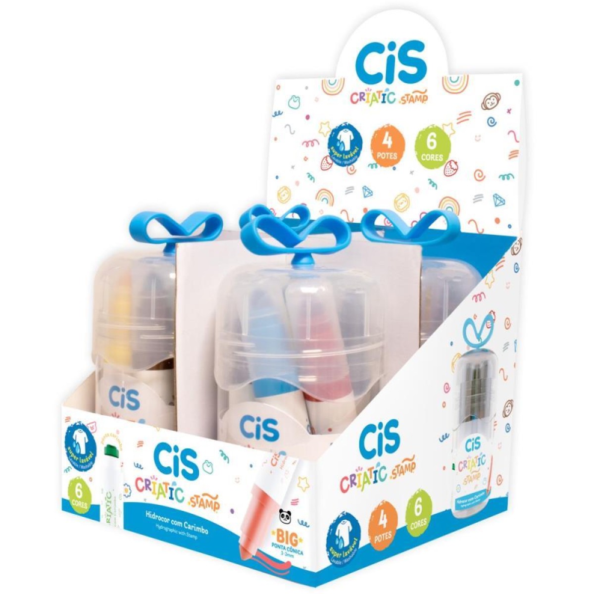 Caneta Hidrografica Cis Criatic Stamp 6 Cores