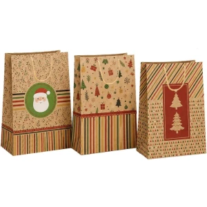 Sacola Para Presente Natal Kraft 21x27x10cm
