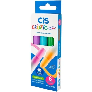 Tinta Guache Cis Duo Bastao 2pont/6cor Neon