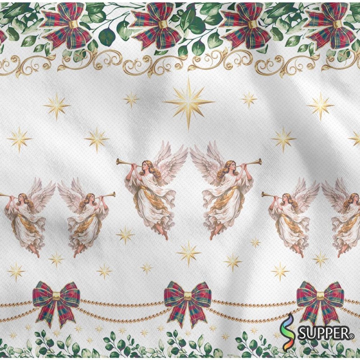 Tnt Estampado 1,40m 40g Natal Anjos Natalinos