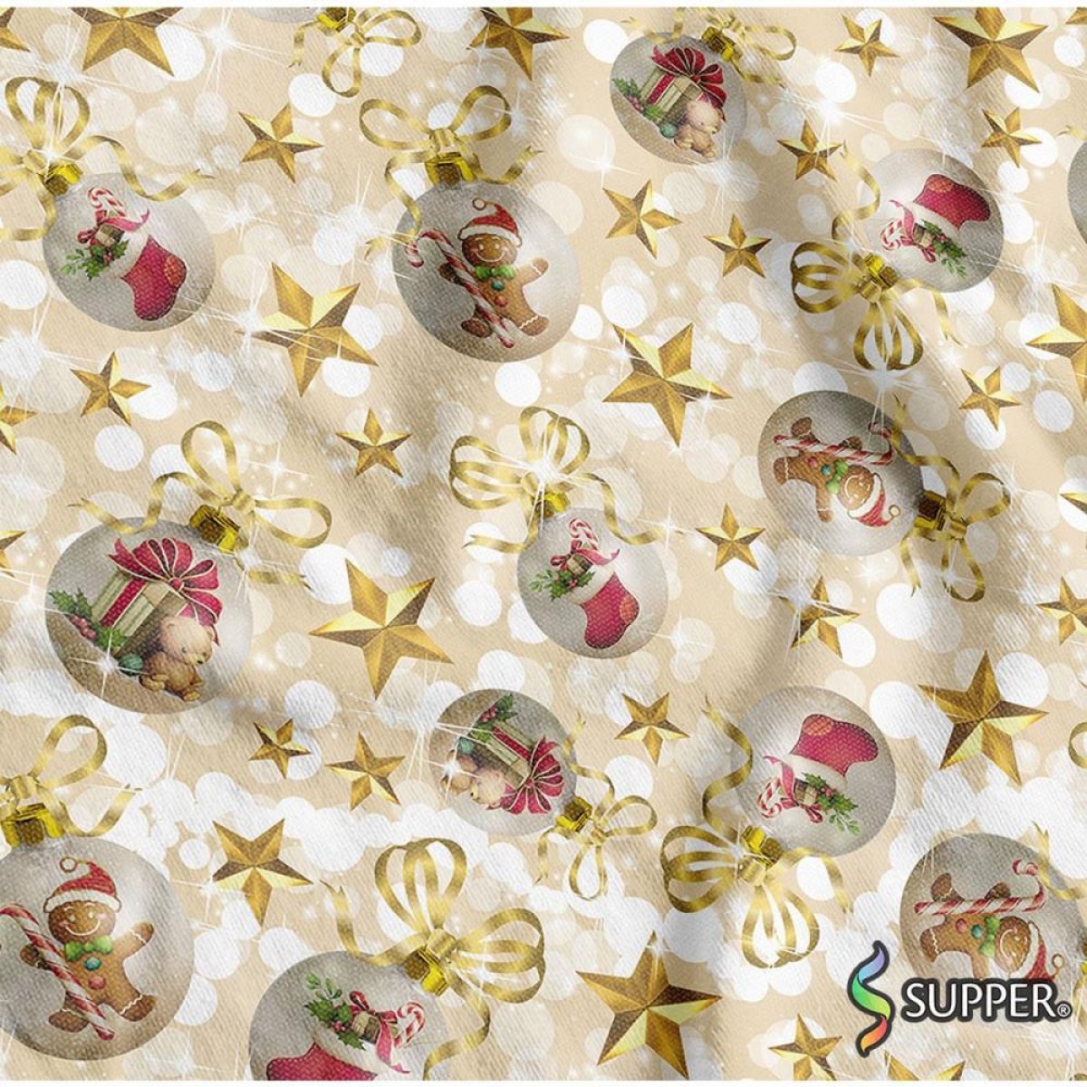 Tnt Estampado 1,40m 40g Natal Gold