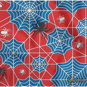 Tnt Estampado 1,40m 40g Teias Aranha Vermelho E Azul