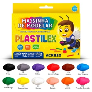 Massa Para Modelar Plastilex 12 Cores 180g.