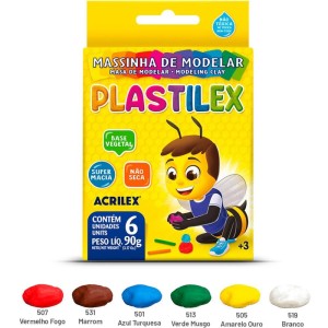 Massa Para Modelar Plastilex 6 Cores 90g