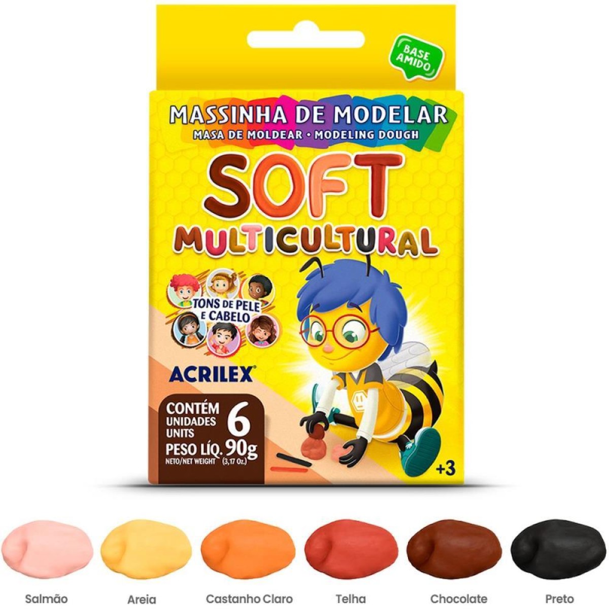 Massa Para Modelar Soft Multicultural 90g 06cores
