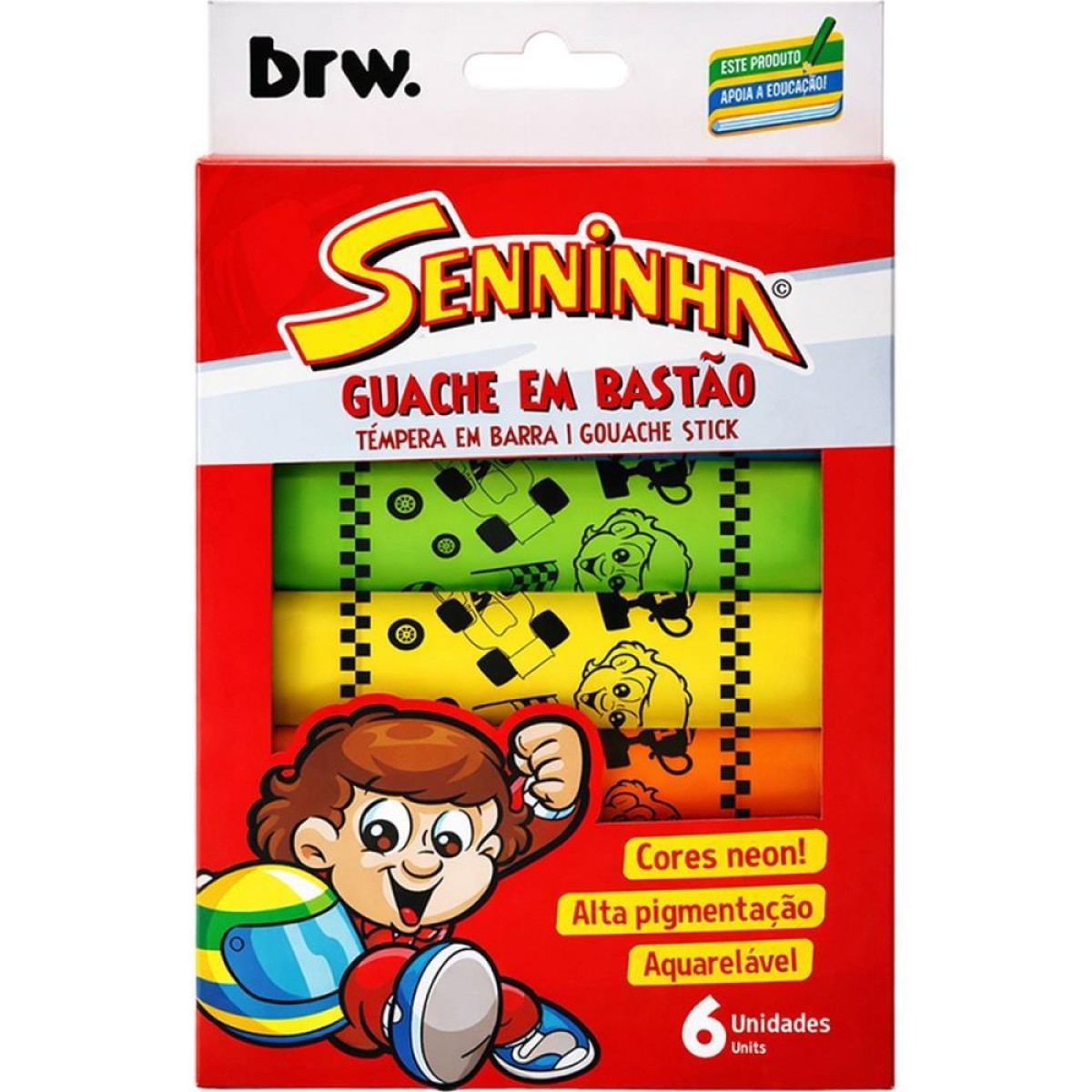 Tinta Guache Senninha Em Bastao 6 Cores